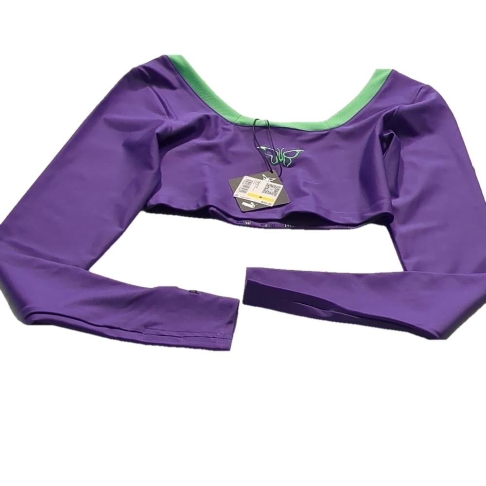 PUMA x DUA LIPA Purple Long Sleeve Crop Tee Size Large